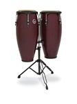 Lp City Series 10-inch And 11-inch Conga Set With Double Stand - Dark Wood