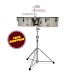 14 And 15 E-class Top-tuning Timbales - Chrome Over Steel With Black Nickel Hardware