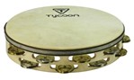 Double Row Headed Wooden Tambourine - Bright Mixed Jingles Tycoon Percussi 00755545