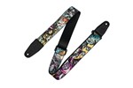 2 inch. Poly Tattoo Series Guitar Strap with Black Leather Ends - New School Design Levy's Leathers MP2TAT-003