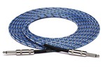 Cloth Guitar Cable, Hosa Straight to Same, 18 ft, Blue/White/Black