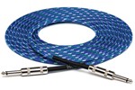Cloth Guitar Cable, Hosa Straight to Same, 18 ft, Blue/Green/White
