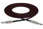 Cloth Guitar Cable, Hosa Straight to Same, 18 ft, Black/Red