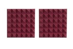 Pair Of 2o-thick Acoustic Foam Pyramid Panels 12ox12o U Burgundy Color