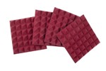Four (4) Pack Of 2o-thick Acoustic Foam Pyramid Panels 12ox12o U Burgundy Color