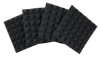 Four (4) Pack Of 2o-thick Acoustic Foam Pyramid Panels 12ox12o U Charcoal Color