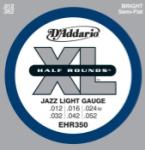 D'Addario 12-52 Jazz Light, XL Half Rounds Electric Guitar Strings
