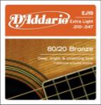 D'Addario 10-47 Extra Light, 80/20 Bronze Acoustic Guitar Strings