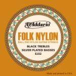 D'Addario EJ32 Folk Nylon Guitar Strings, Ball End, Silver Wound/Black Nylon Trebles