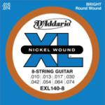 DADDARIO EXL140-8 8-string Nickel Wnd El Gtr Strings, Lt Top/Hvy Bottom, 10-74
