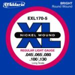 D'Addario XL, EXL170-5 5-String Nickel Wound Bass Guitar String Set, Light, 45-130, Long Scale
