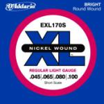 D'Addario EXL170S Nickel Wound Bass Guitar Strings, Light, 45-100, Short Scale
