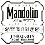 D'Addario J7402 Plain Steel Mandolin Single String, Second String, .015