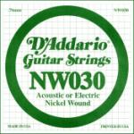 D'Addario NW030 Nickel Wound Electric Guitar Single String, .030