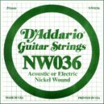 D'Addario NW036 Nickel Wound Electric Guitar Single String, .036