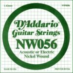 D'Addario NW056 Nickel Wound Electric Guitar Single String, .056