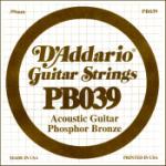 D'Addario PB039 Phosphor Bronze Wound Acoustic Guitar Single String, .039