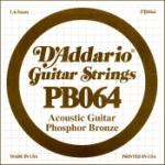 D'Addario PB064 Phosphor Bronze Wound Acoustic Guitar Single String, .064