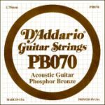 D'Addario PB070 Phosphor Bronze Wound Acoustic Guitar Single String, .070