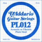D'Addario PL012 Plain Steel Guitar Single .012