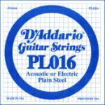 D'Addario PL016 Plain Steel Guitar Single String, .016