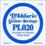 D'Addario PL020 Plain Steel Guitar Single String, .020