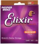 Elixir Nanoweb Light Phosphor Bronze Acoustic Guitar Strings 12-53