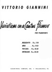 Variations On A Cantus Firmus For Pianoforte