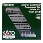 Kato USA Inc KAT1063516 N Superliner Set, Amtrak/Phase IVb B (4)