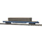 Mikes Train Hou MTH2095146 O 60' Flat w/4 ScaleTrax 10" Straights, LIRR