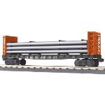 Mikes Train Hou MTH3076588 O-27 Bulkhead Flat w/Pipe Load, LIRR