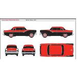 CLASSIC METAL W MWI30447 HO 1955 Ford Fairlane, Red w/Raven Black