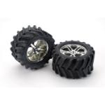 TRAXXAS TRA5173 Maxx Pre-Mounted Tires w/SS Split Spoke Wheels (2) (Revo,TMX) (Chrome)