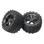 TRAXXAS TRA5374A Pre-Mounted Talon Tires w/Gemini Wheels (2) (Black Chrome)