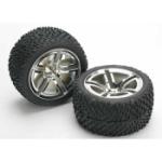 TRAXXAS TRA5573 Victory Tires w/Twin Spoke Rear Wheels (2) (Jato) (Chrome) (Standard)