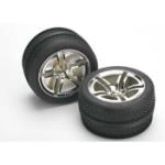 TRAXXAS TRA5575 Victory Tires w/Twin Spoke Front Wheels (2) (Jato) (Chrome) (Standard)