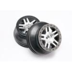 TRAXXAS TRA5876 Dual Profile Split-Spoke SCT Wheels (Satin Chrome/Black-2) (Slash Front)