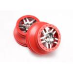 TRAXXAS TRA5876A 12mm Hex Dual Profile Split-Spoke SCT Wheels (Chrome/Red) (2) (Slash Front)