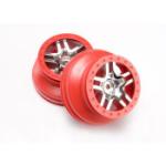 TRAXXAS TRA6872A 12mm Hex Dual Profile Split-Spoke SCT Wheels (Chrome/Red) (2) (Slash Rear)