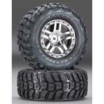 TRAXXAS TRA6874 Kumho Venture MT Rear Tires (2) (Satin Chrome) (Standard) w/ Split Spoke Wheel