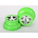 TRAXXAS TRA6875 Dual Profile Short Course Wheels (Chrome/Green) (2) (Slash Rear) 12mm Hex