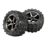 TRAXXAS TRA7174A Pre-Mounted Talon Tires w/Gemini Wheels (Black Chrome) (2) 1/16