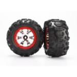 TRAXXAS TRA7272 Pre-Mounted Canyon AT Tires (Geode Beadlock) (2) (Chrome/Red) 1/16