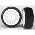 TRAXXAS TRA7572 Pre-Mounted Slick Tires & 12-Spoke Wheels (2) (White) LaTrax