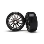 TRAXXAS TRA7573A Pre-Mounted Slick Tires & 12-Spoke Wheels (Black Chrome) (2) LaTrax