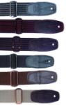 Reunion Blues Merino Wool Guitar Strap, Black, Blue Pinstripe, w/Classic Black Leather Tab