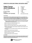 Tallis Canon And Variations (Full Score)