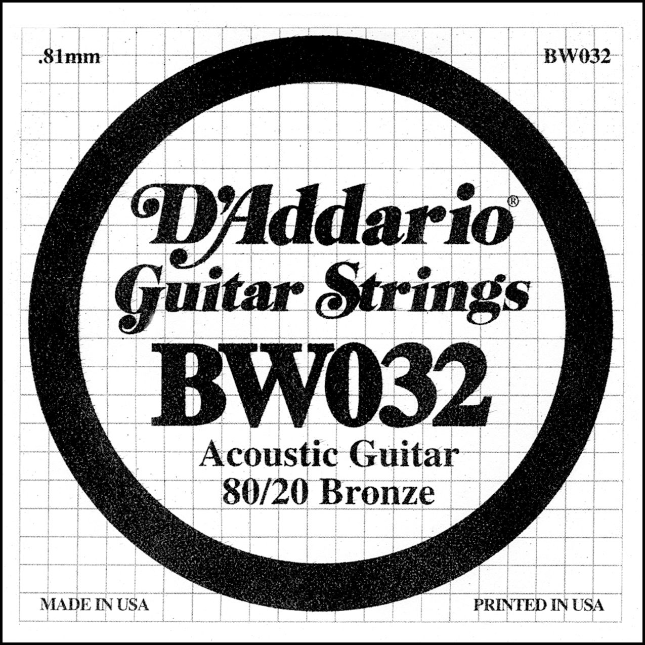 D'Addario Single Bronze Wound .032