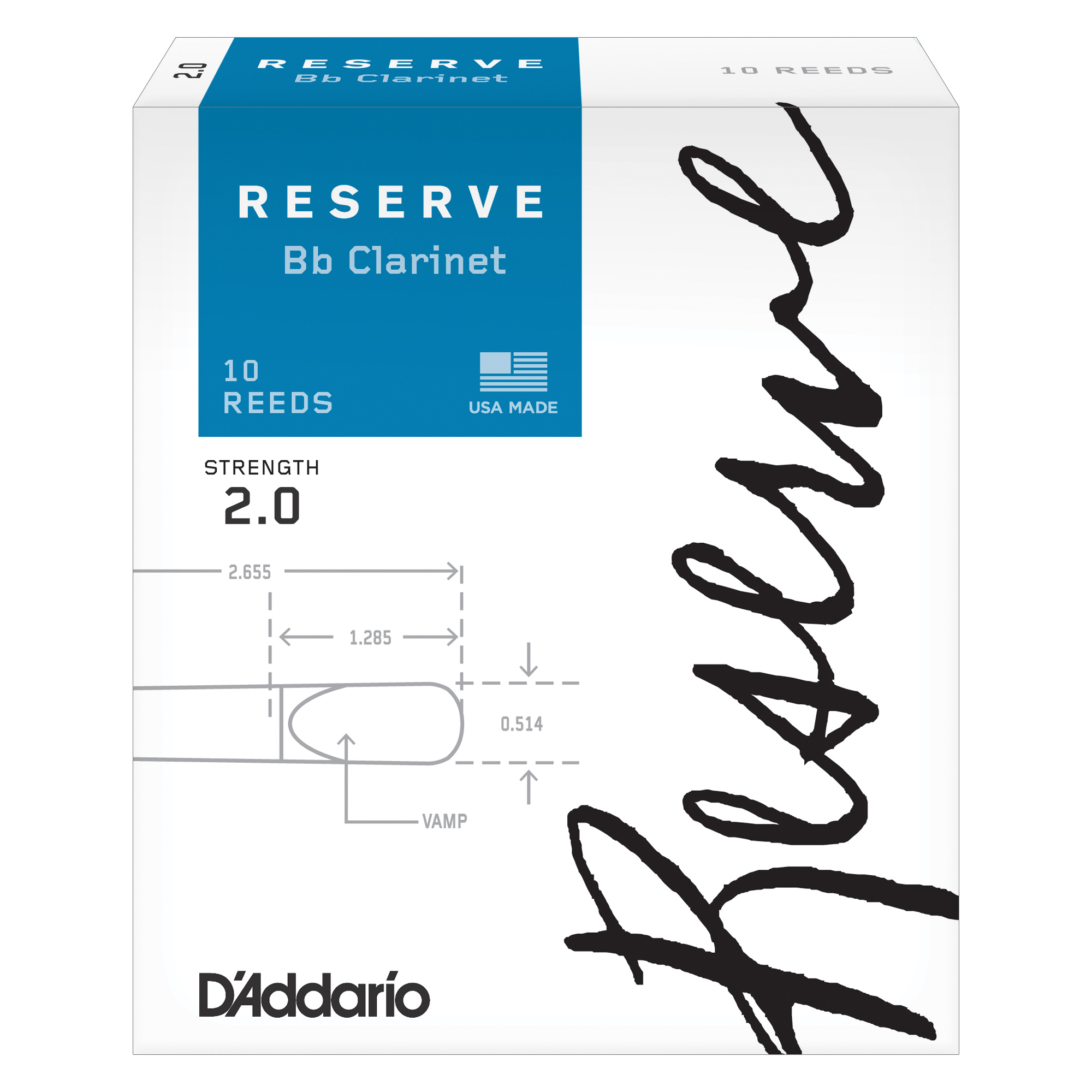 10-pack Strength 3.5+ DAddario Reserve Evolution Bb Clarinet Reeds