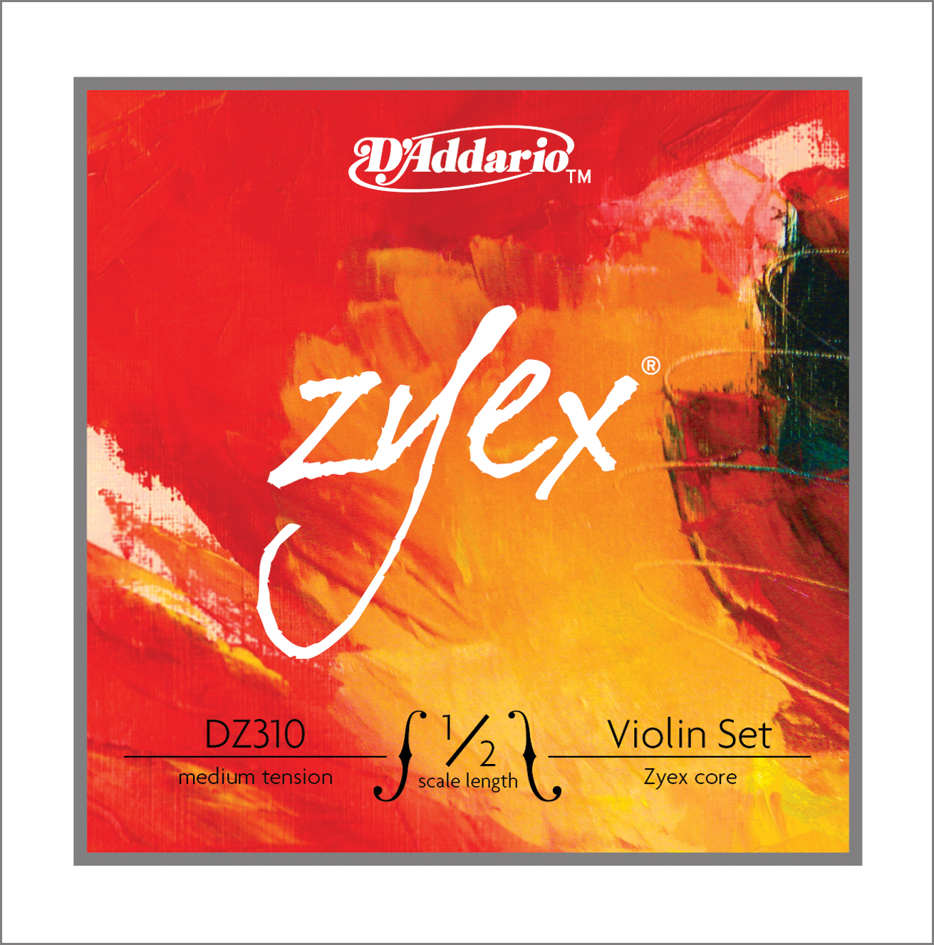 D'Addario Zyex Violin String Set, 1/2 Scale, Medium Tension